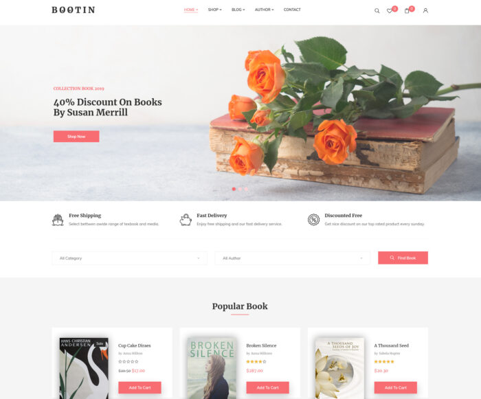 bootin book store woocommerce wordpress theme