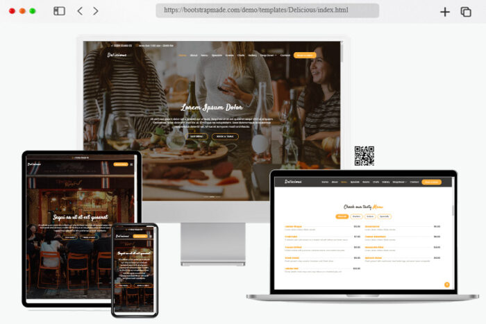 delicious free restaurant bootstrap template