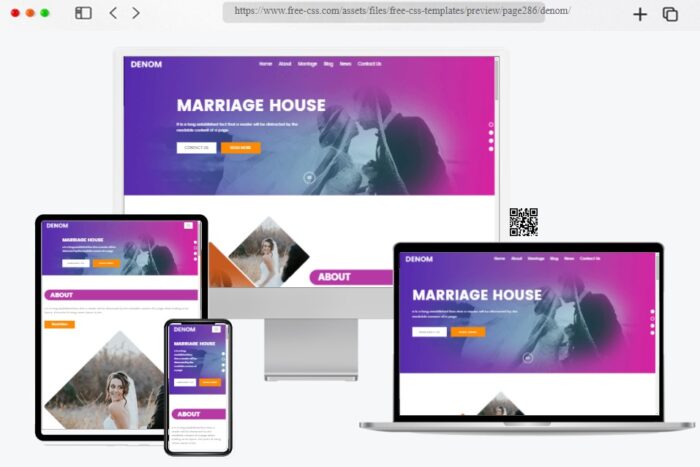 denom free html wedding template