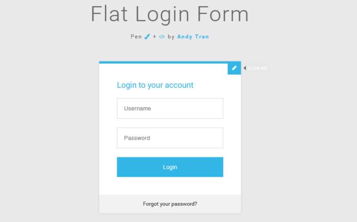 flat login form
