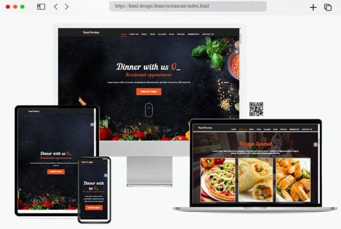 funday free restaurant bootstrap one page template