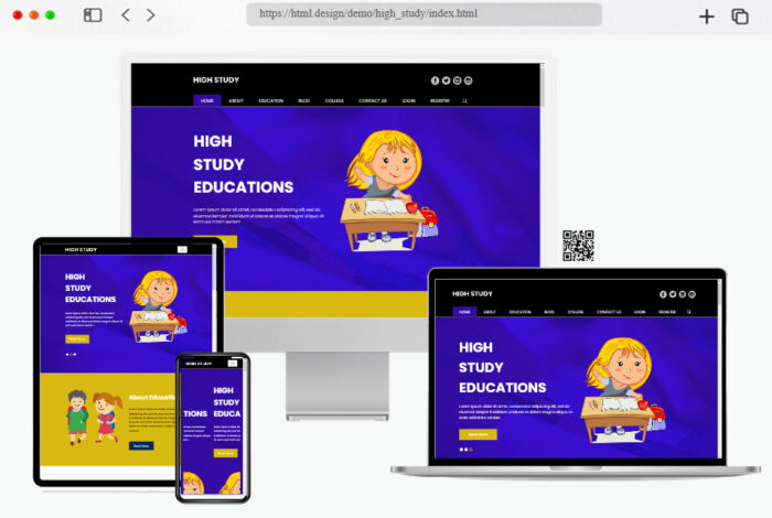 high study education website template