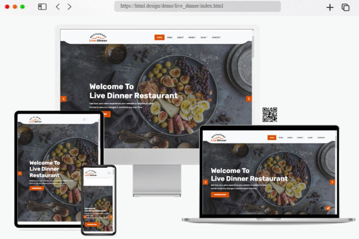 live dinner free restaurant website template