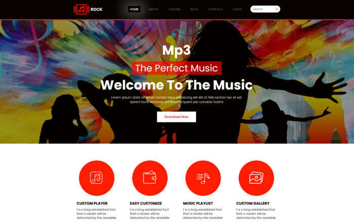 rock free music html template
