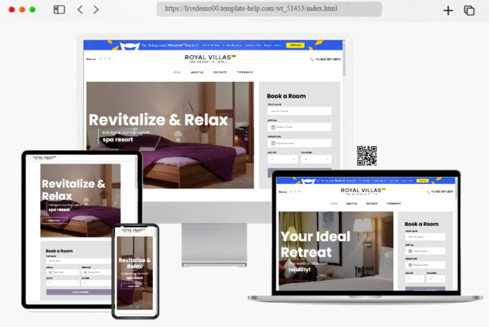 royal free hotel website template