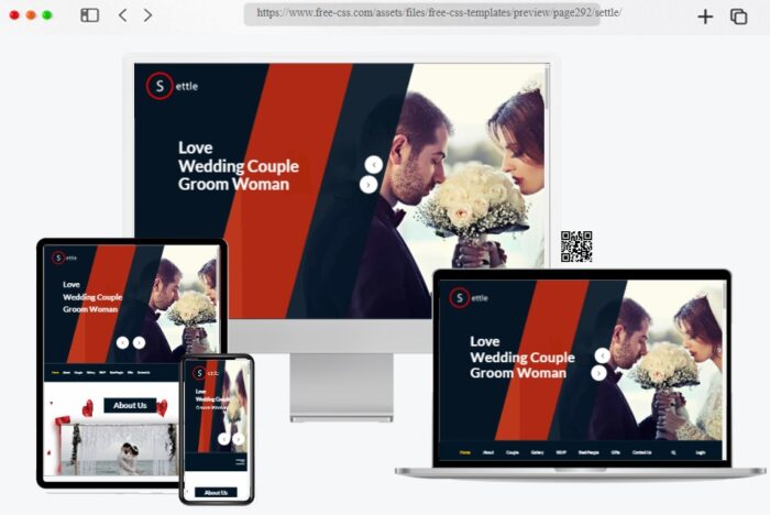 settle free html wedding website template