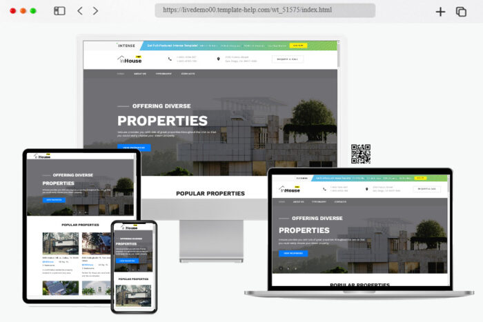 inhouse free html real estate website template