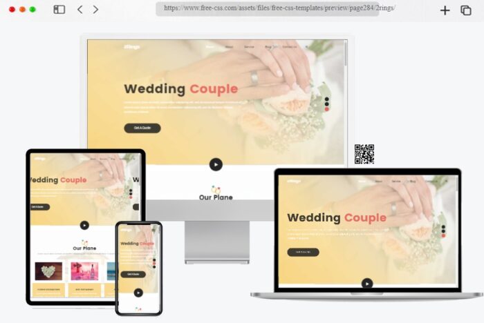 rings responsive html wedding website template