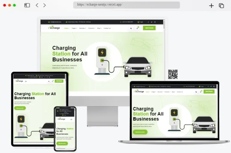 Echarge Electric Vehicle Charging Station React NextJs Template