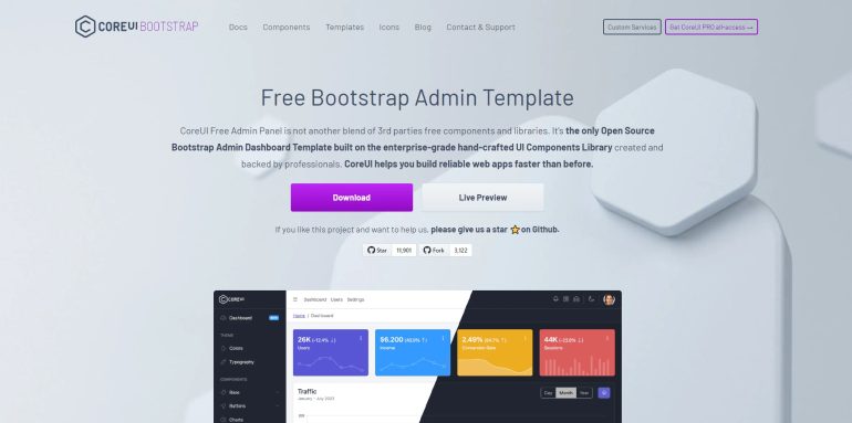 Free Bootstrap Admin Template CoreUI