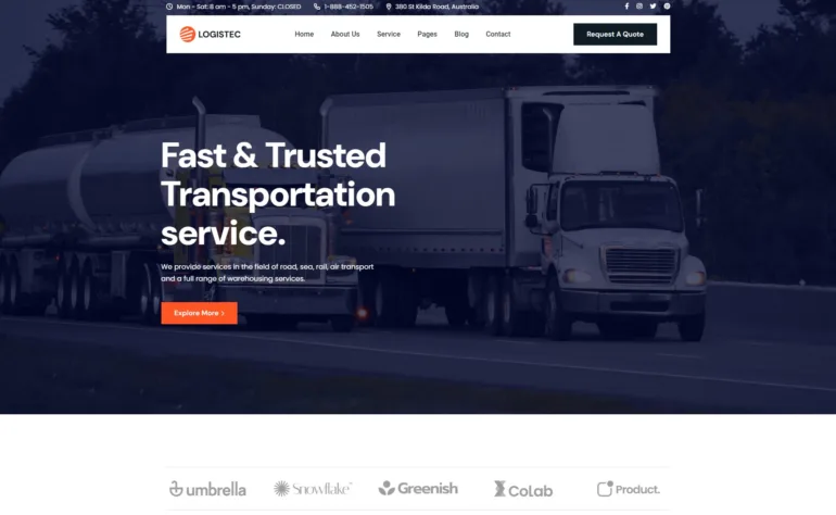 Logistec Transportation Logistics HTML Template