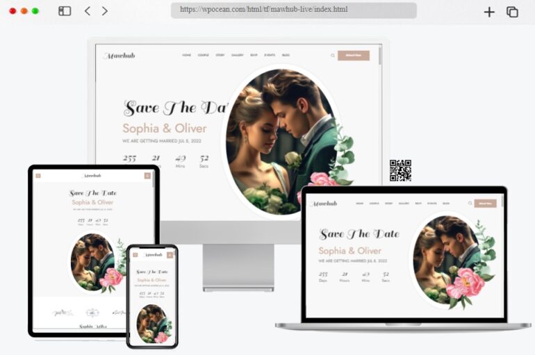 Mawhub Wedding Invitation HTML Template