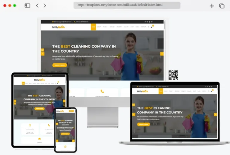 MilkWash Cleaning Service Company Bootstrap Template
