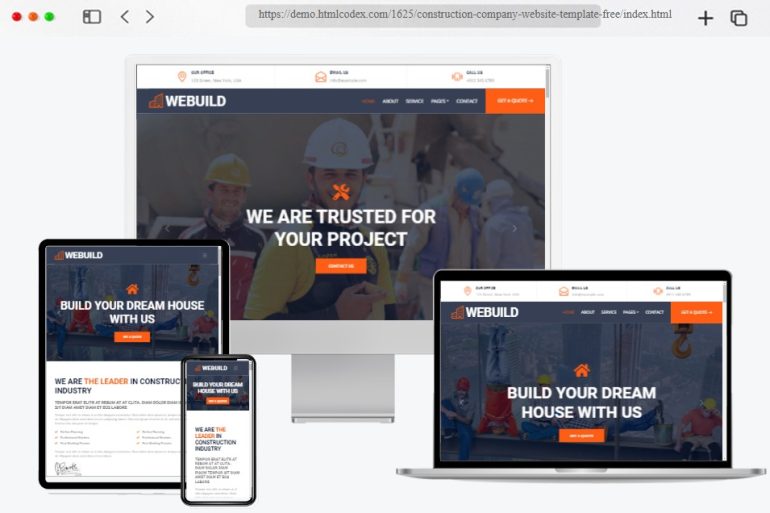 WEBUILD Construction Company Website Template Free