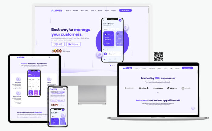 apper app landing page html template