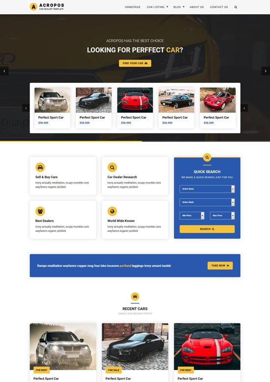 acropos car dealer html template