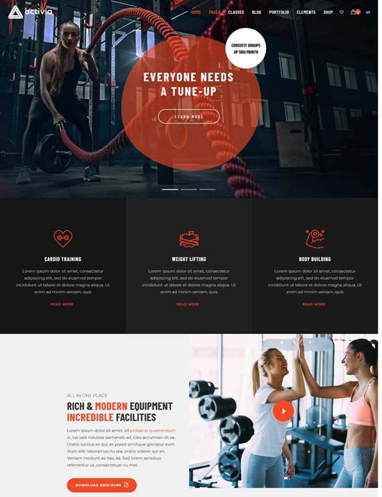 activia fitness wordpress theme
