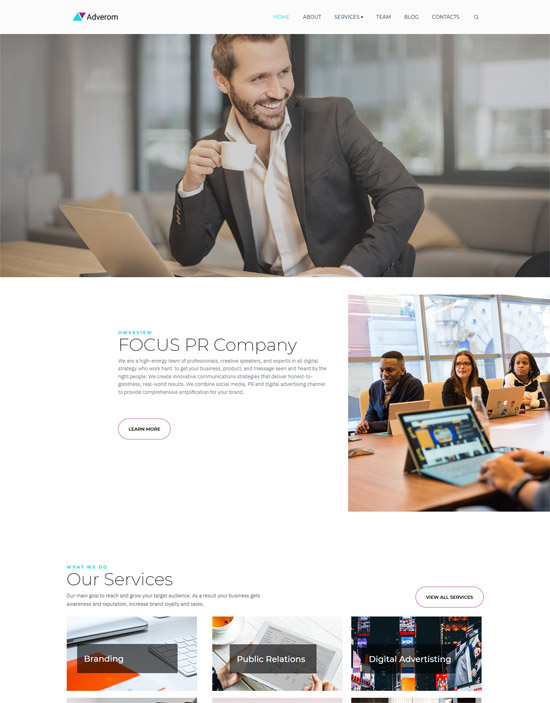 adverom pr company wordpress theme