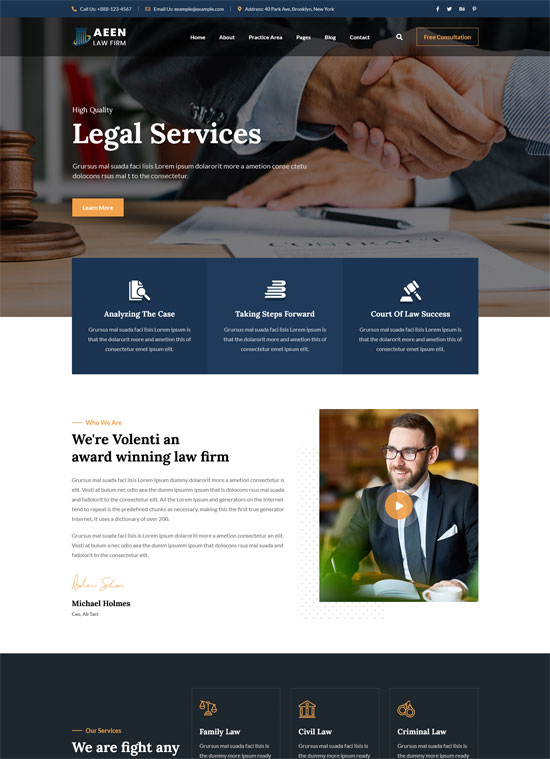 aeen attorney lawyer theme