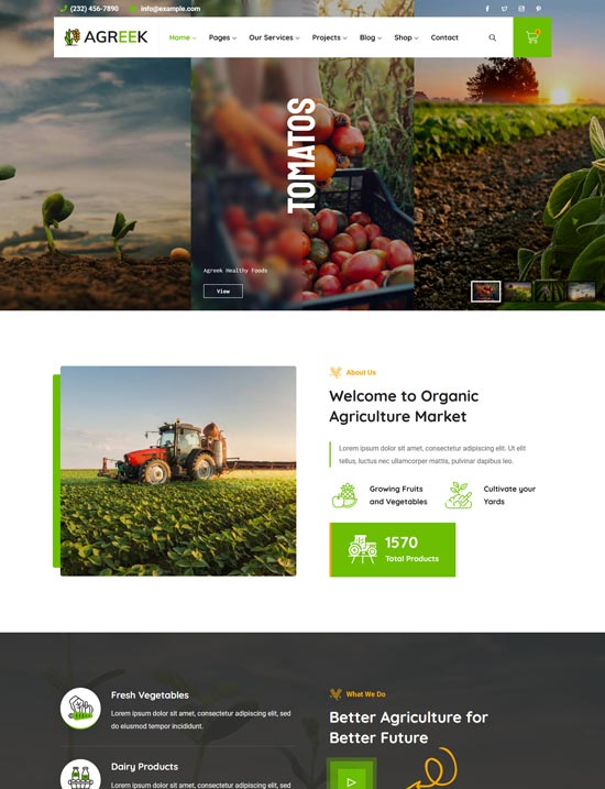 agreek agriculture wordpress theme