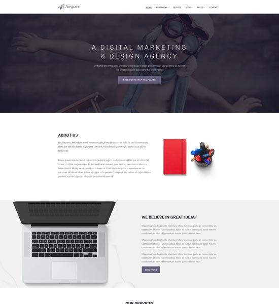 airspace free bootstrap template