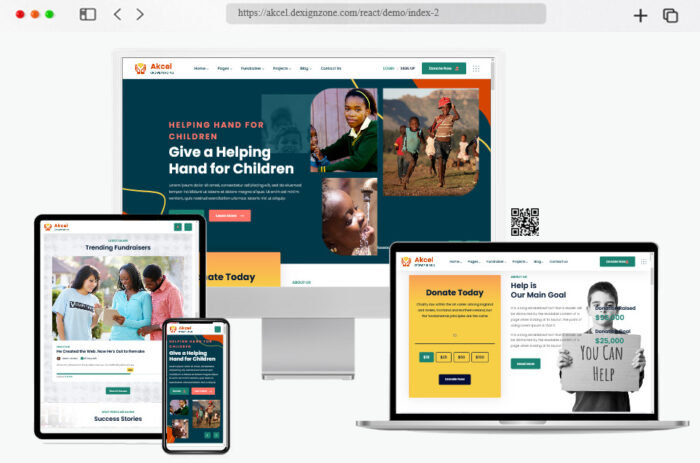 akcel react crowdfunding charity template