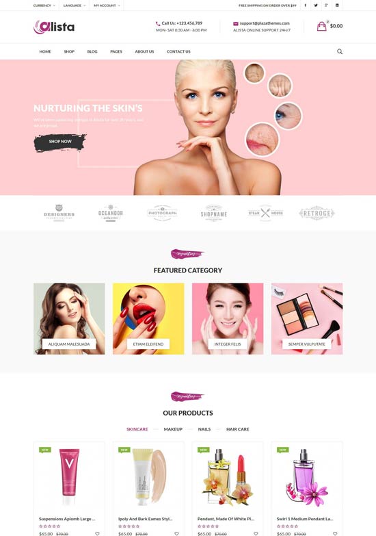 alista beauty shop html template