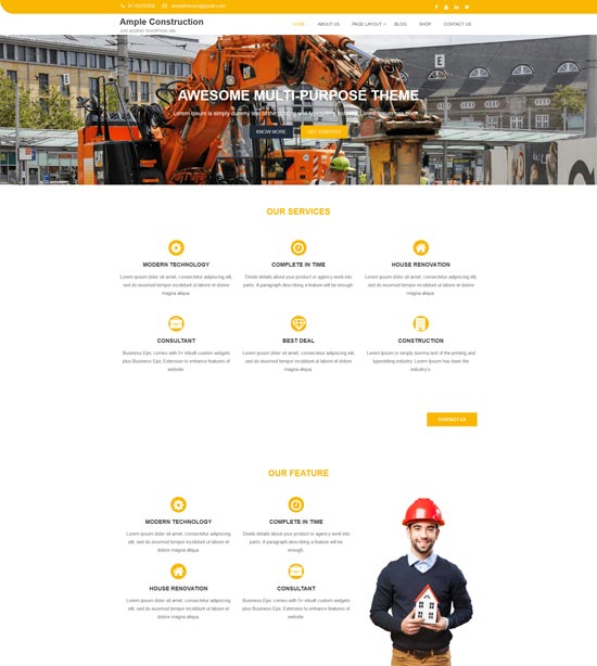 ample construction free wordpress theme