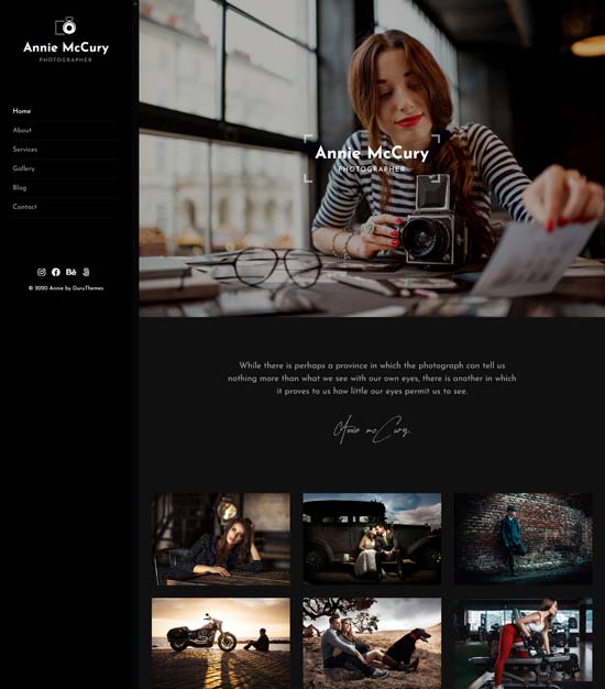 annie photography html template