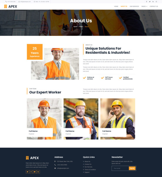 apex free bootstrap home renovation website template