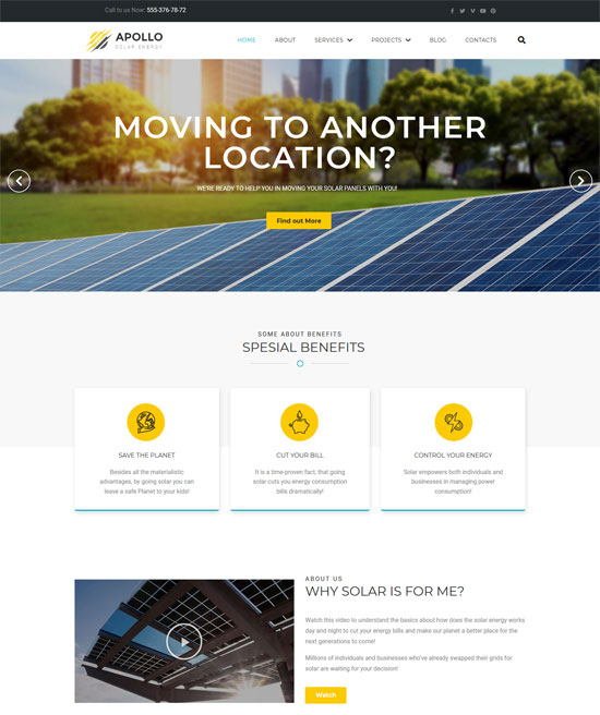 apollo solar energy company wordpress theme
