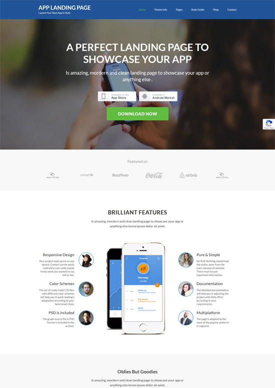 app landing page