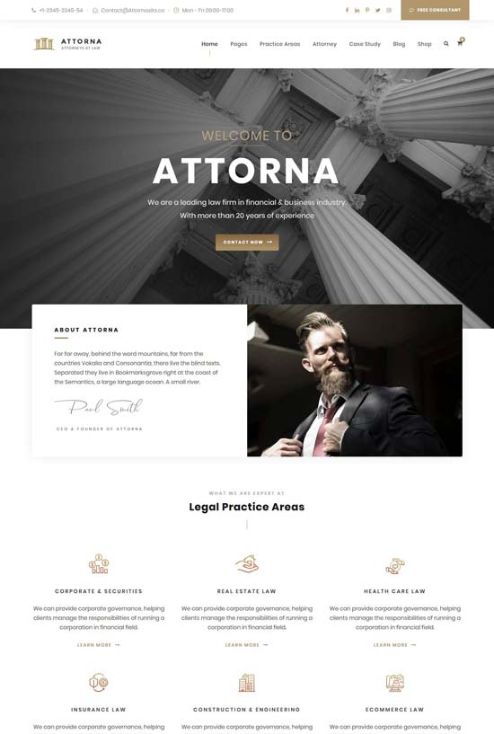 attorna lawyer wordpress theme