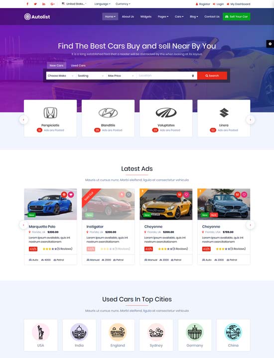 autolist car deale html template