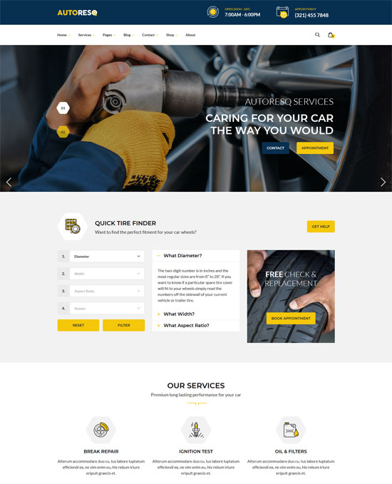 41 Best Car Repair WordPress Themes - Autoresq Car Repair Theme