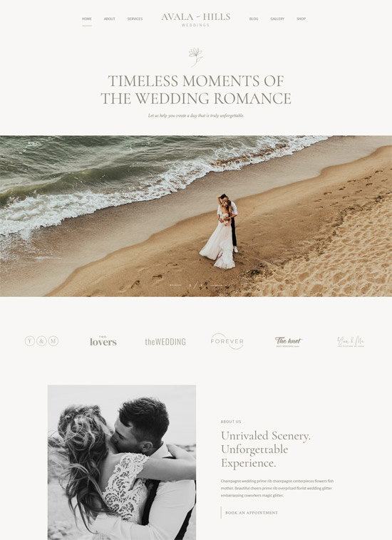 avala wedding wordpress theme