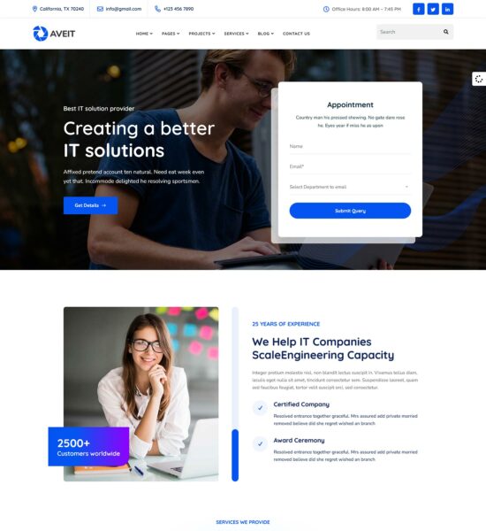 aveit solutions landing page