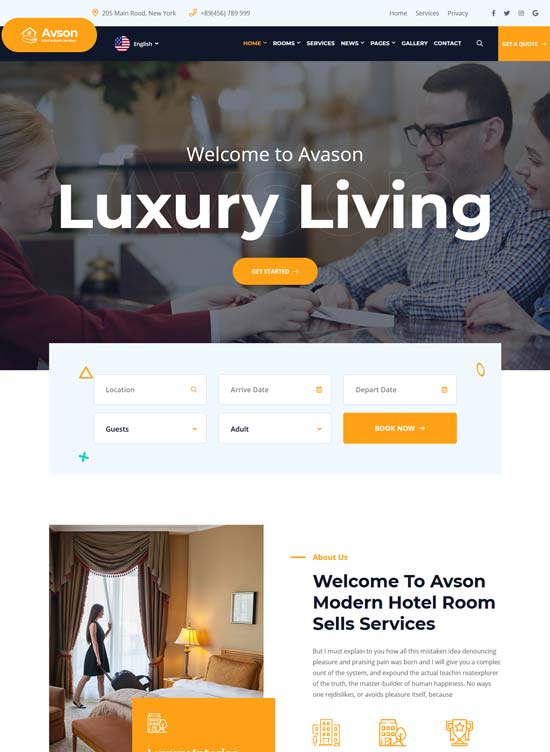 avson hotel booking html template