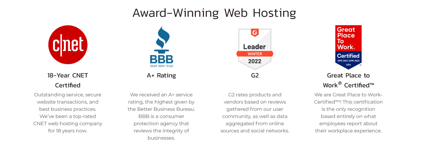 award winning web hosting