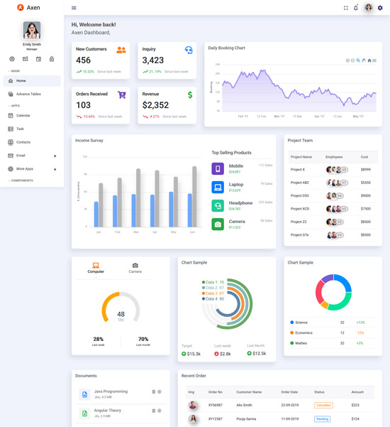 30+ Best Angular Dashboard Admin Templates Free & Premium - freshDesignweb