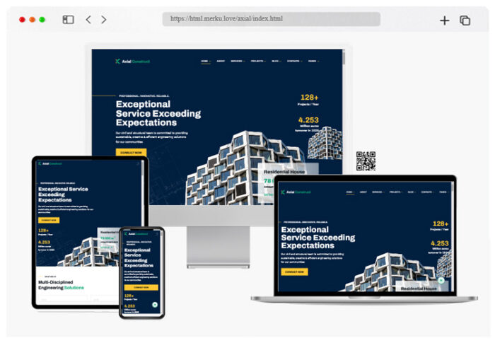 axial construction company website template