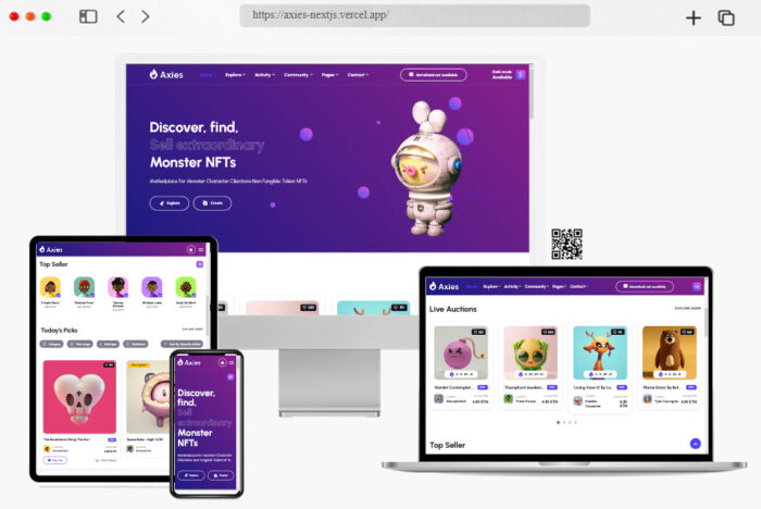 axies nft marketplace react nextjs template
