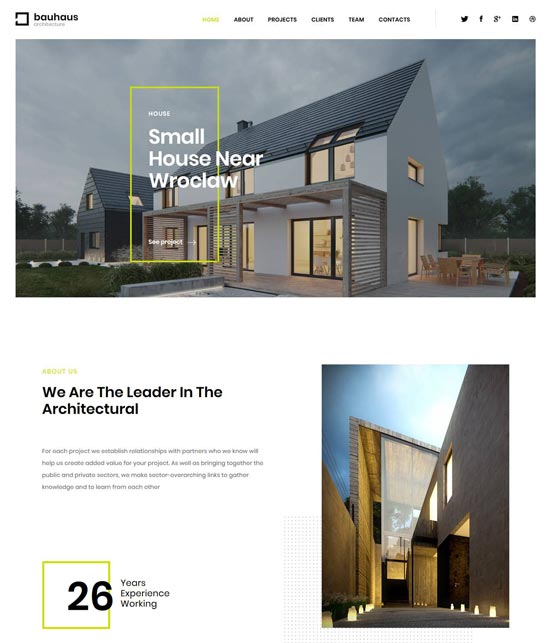 bauhaus architecture landing page html template