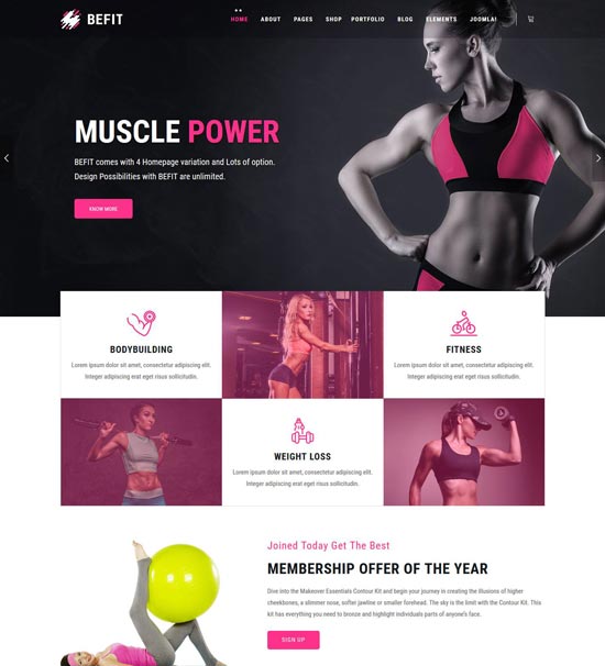 befit gym joomla template