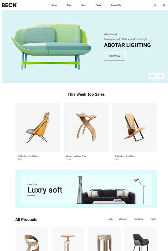 beck furniture bootstrap template