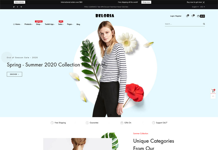 beloria shopify fashion theme