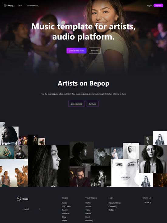 bepop non stop music html template
