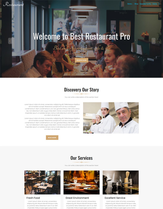 best restaurant free wordpress theme