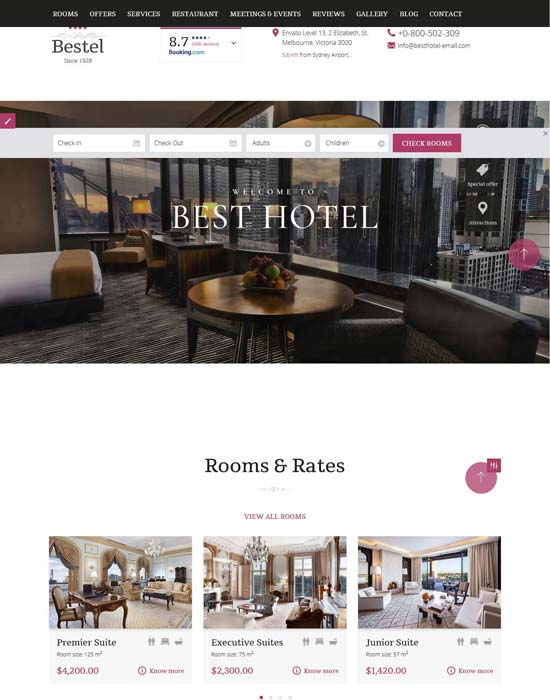 bestel hotel wordpress theme