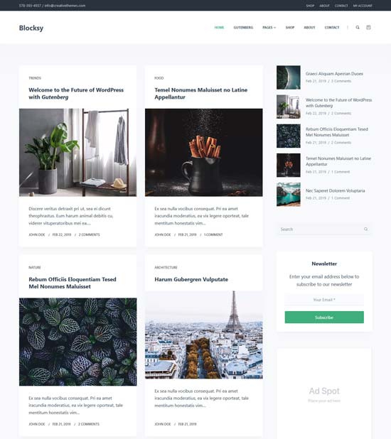 blocksy free blog wordpress theme